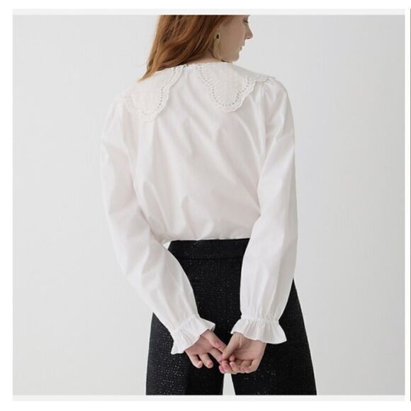 J Crew Lace Collar Poplin Cotton Top NWT - Picture 3 of 14